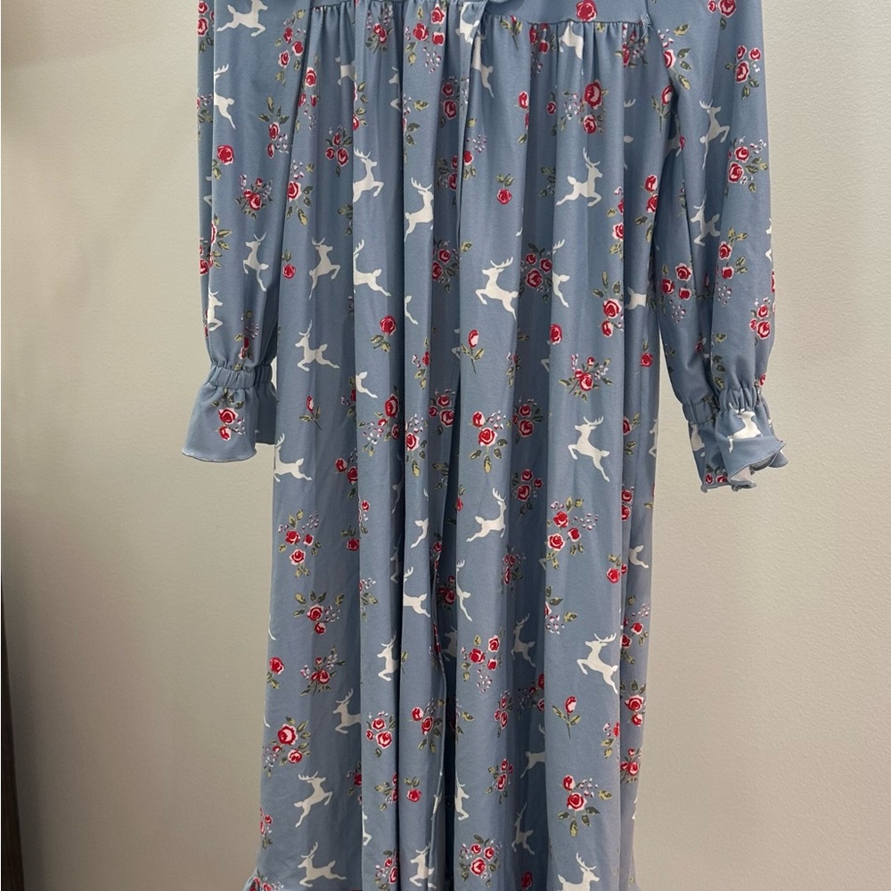 Blue Floral and Deer Print Robe